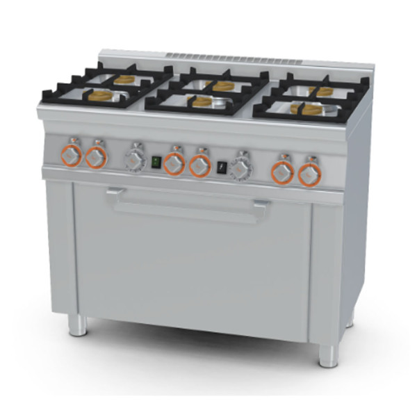CUCINA A GAS 6 FUOCHI CON FORNO A GAS STATICO CON GRILL CM 100 X 60 X 90 (H)