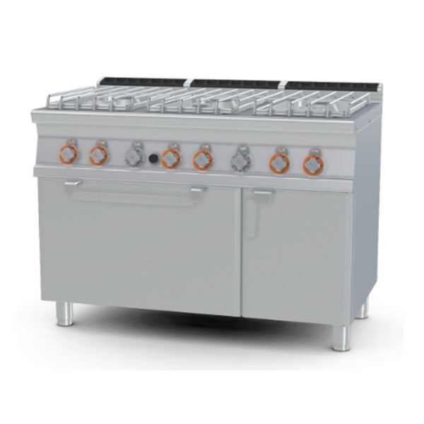 CUCINA CON 6 FUOCHI GAS CON FORNO A GAS STATICO CM 120 X 70,5 X 90 (H)