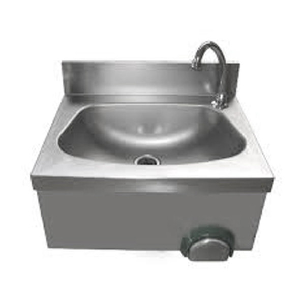 LAVAMANI INOX A PARETE COMANDO A GINOCCHIO CM 40 X 40 X 25 (H)