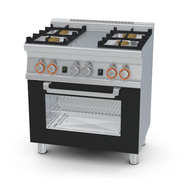 CUCINA A GAS 4 FUOCHI FORNO STATICO A GAS CON GRILL E PORTA IN VETRO CM 80 X 60 X 90 (H)