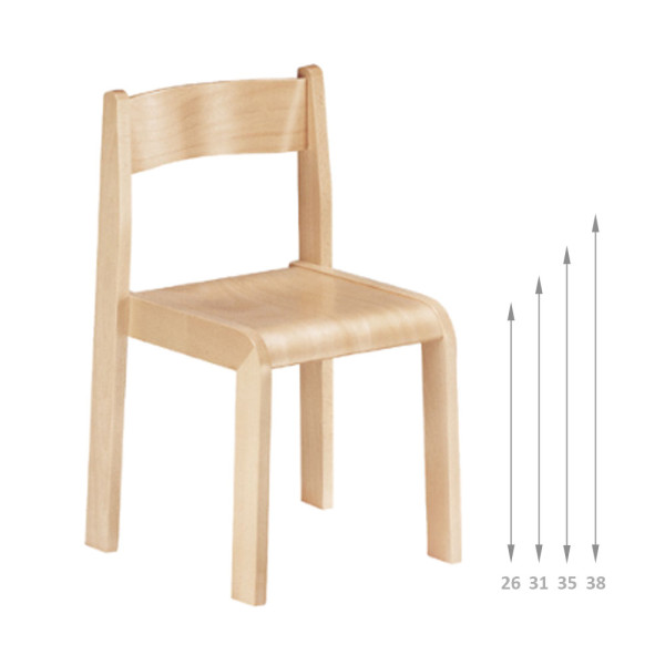 SEDIA SLIM IMPILABILE IN LEGNO DI FAGGIO H SEDUTA DA 26 A 38