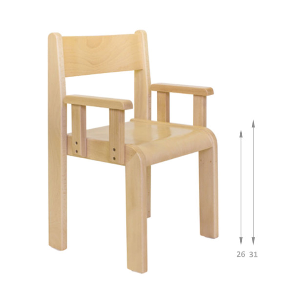 SEDIA SLIM IN LEGNO DI FAGGIO CON BRACCIOLI H SEDUTA DA 26 E 31