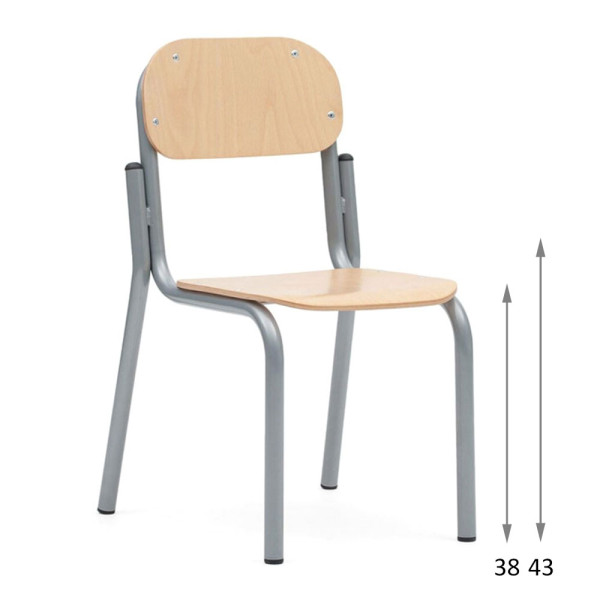 SEDIA ALLIEVI IN FAGGIO H SEDUTA DA 38 A 43 CM PIANO 36 X 36