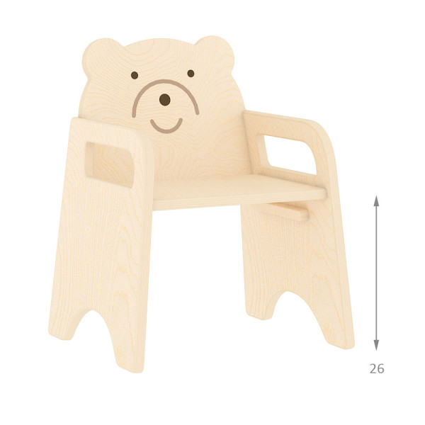 SEDIA TEDDY IN LEGNO CM 36 X 30 X 42,5 (H) SEDUTA DA 26