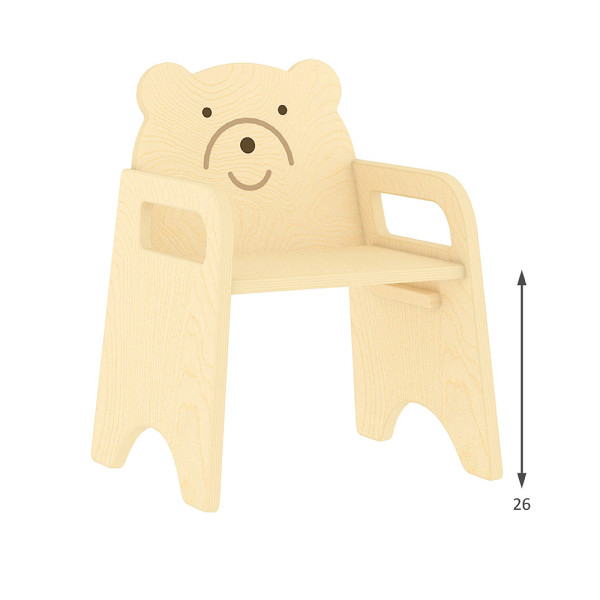 SEDIA TEDDY IN LEGNO | DIMENSIONI CM 36X30X42,5 (H) | ALTEZZA SEDUTA CM 26