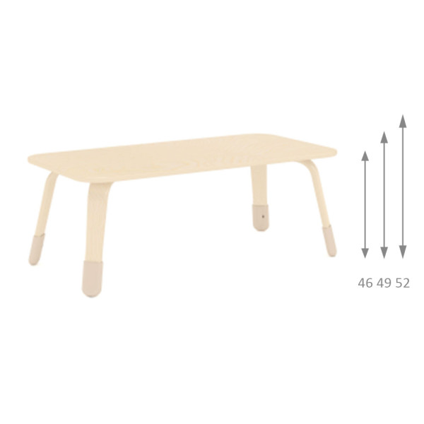 TAVOLO RETTANGOLARE CLOUD IN LEGNO CM 120 X 60 ALTEZZA REGOLABILE 46 - 49 - 52