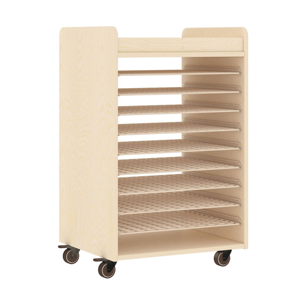 CARRELLO ASCIUGAFOGLI IN LEGNO CM 50 X 40 X 76 (H) CON RUOTE E RIPIANI ESTRAIBILI