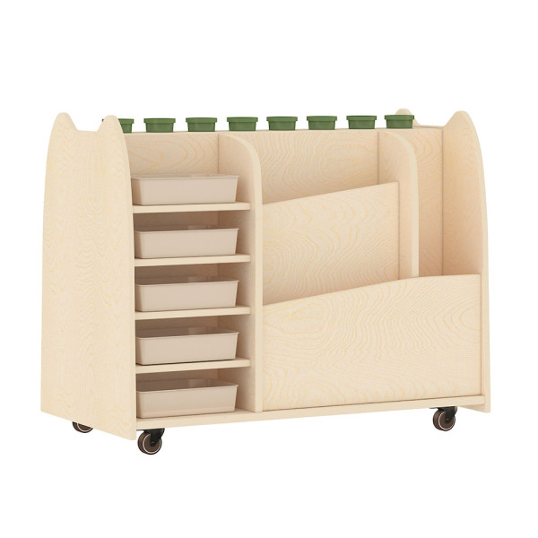 CARRELLO PORTAOGGETTI FUNZIONALE IN LEGNO CM 91 X 50 X 75 (H) CON RUOTE