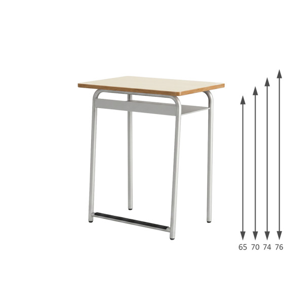 BANCO MONOPOSTO CON SOTTOPIANO E POGGIAPIEDI | DIMENSIONE PIANO CM 70x50 | ALTEZZA PIANO CM 65/70/74/76