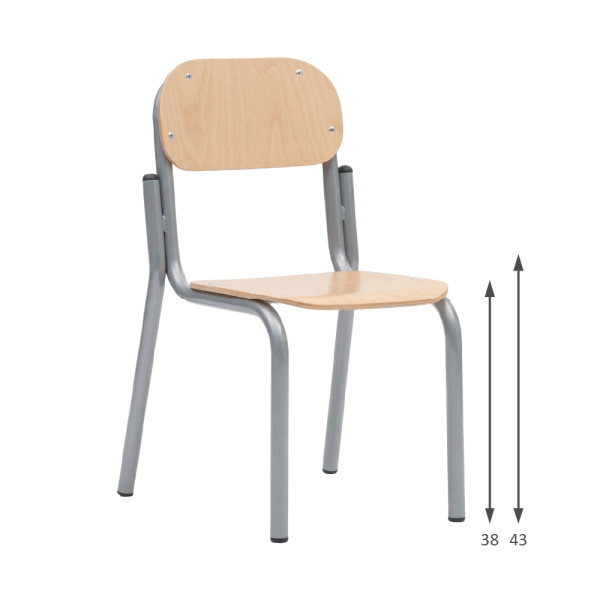 SEDIA ALLIEVI IN FAGGIO | DIMENSIONE SEDUTA CM 36X36 | ALTEZZA SEDUTA CM 38/43