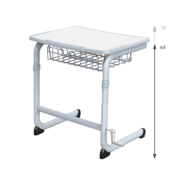 BANCHETTO CON GRIGLIA SOTTOBANCO E MANOVELLA PER ALTEZZA REGOLABILE | DIMENSIONE PIANO CM 60X47 | ALTEZZA PIANO CM 64-79