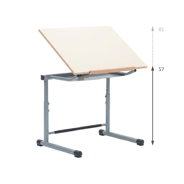 TAVOLO DISEGNO PIANO INCLINABILE E ALTEZZA REGOLABILE | DIMENSIONE PIANO CM 80X60 | ALTEZZA PIANO CM 57-81
