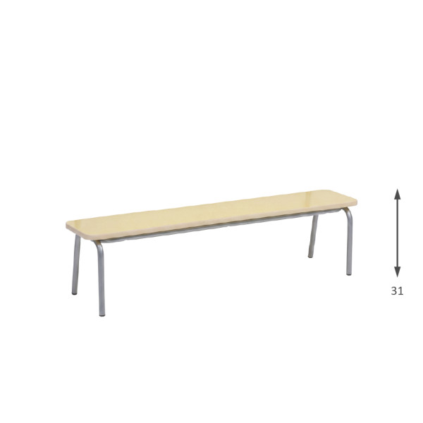 PANCA BAMBINI SENZA SPALLIERA CON SPIGOLI ARROTONDATI | DIMENSIONE SEDUTA CM 130X28 | ALTEZZA SEDUTA CM 31