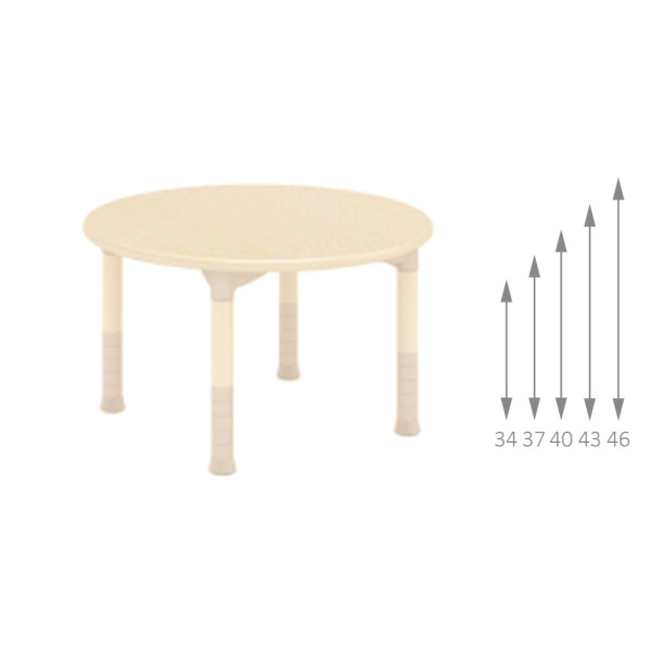 TAVOLO TONDO TOBY 34-46 IN LEGNO CM 120 X 120 ALTEZZA REGOLABILE 34 - 37 - 40 - 43 - 46
