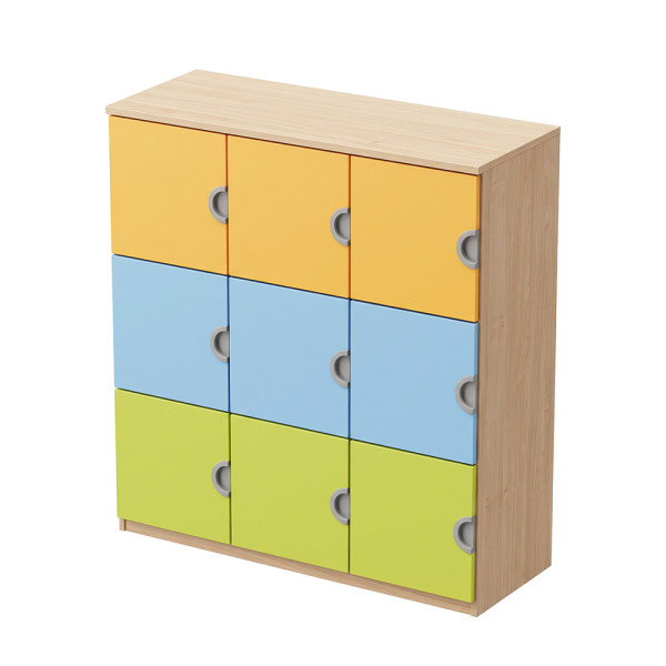 MOBILE BASSO 9 CASELLE CON ANTE COLORATE DIM CM 114x40x124 (H)