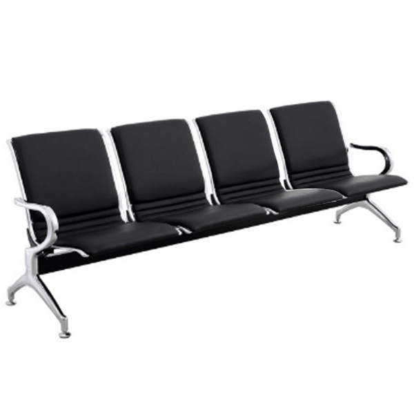 PANCA ATTESA IN METALLO A 4 POSTI CON CUSCINO INTERNO  DIM CM. 240 X 65 X 80 (H)