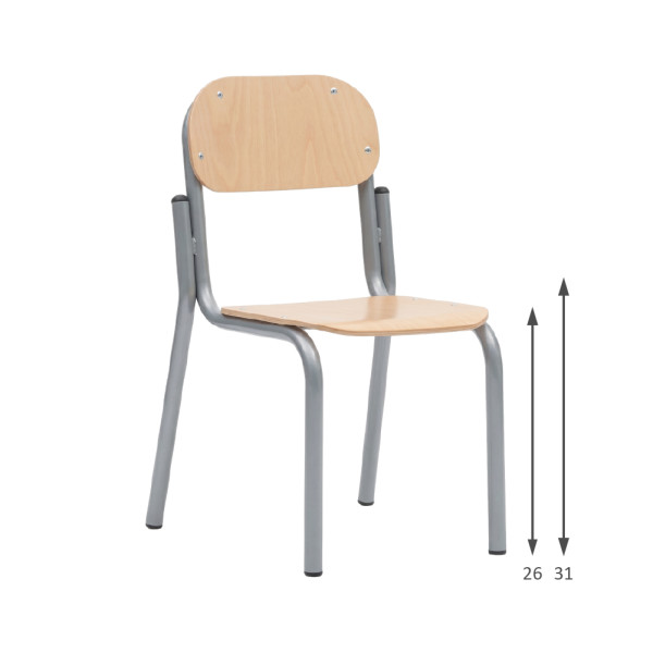 SEDIA ALLIEVI IN FAGGIO | DIMENSIONE SEDUTA CM 28X28 | ALTEZZA SEDUTA CM 26/31