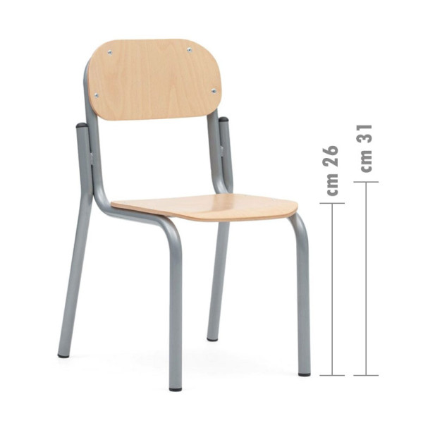 SEDIA SOVRAPPONIBILE IN FAGGIO PIANO CM 28 X 28 E SEDUTA 26/31
