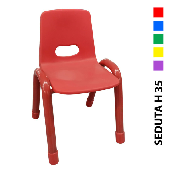 SEDIA BAMBINI SEDUTA IN PLASTICA PIEDI IN METALLO SLIM CM. 30 X 38 X 35 (HS)