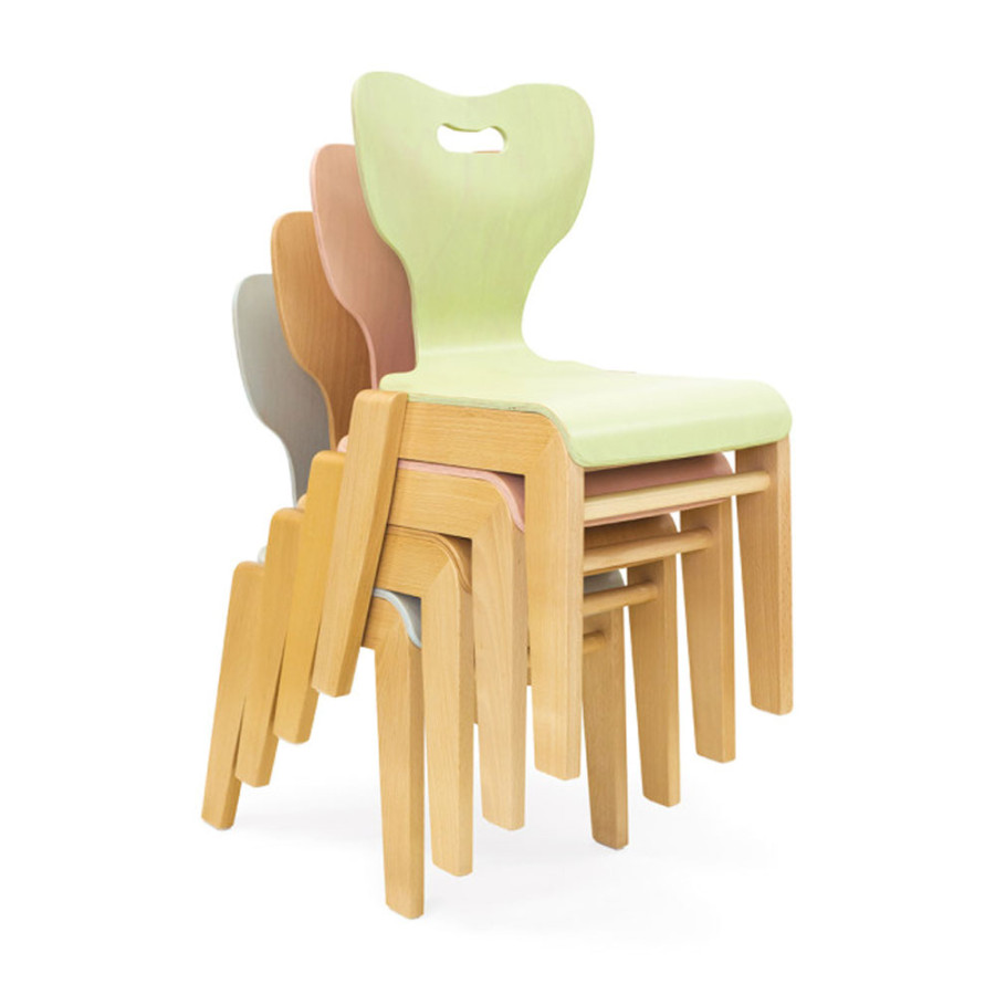 SEDIA CUORE IMPILABILE IN LEGNO DI FAGGIO H SEDUTA DA 26 A 35