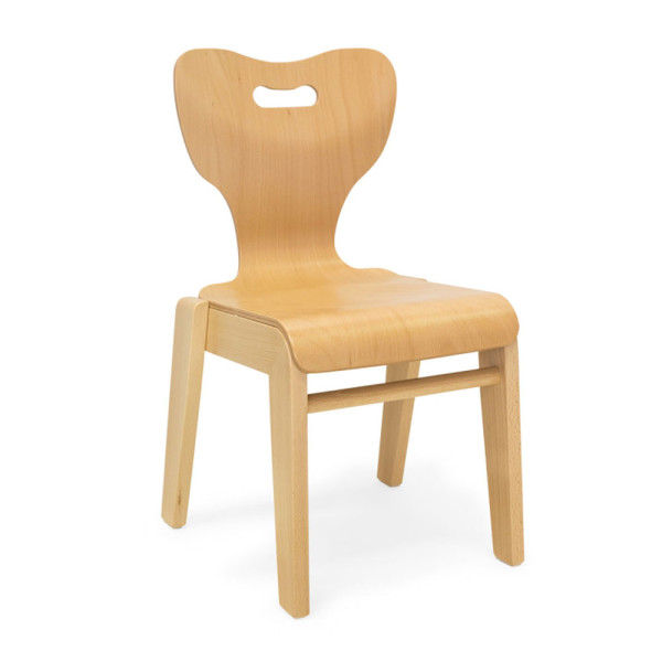 SEDIA CUORE IMPILABILE IN LEGNO DI FAGGIO H SEDUTA DA 26 A 35