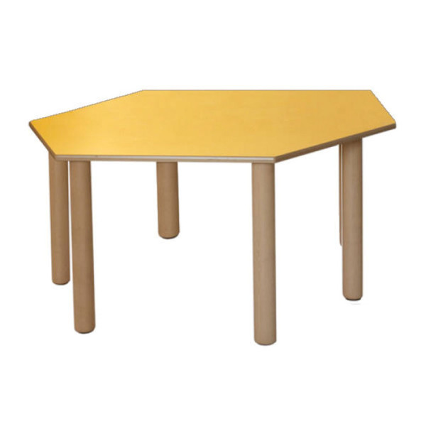 TAVOLO ESAGONO IN BETULLA E FAGGIO H PIANO DA 40 A 76DIM:64X40