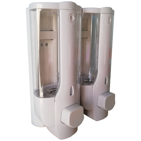DISPENSER MANUALE DOPPIO PER IGIENIZZANTE O SAPONE MANI DA PARETE380 ml + 380 ml