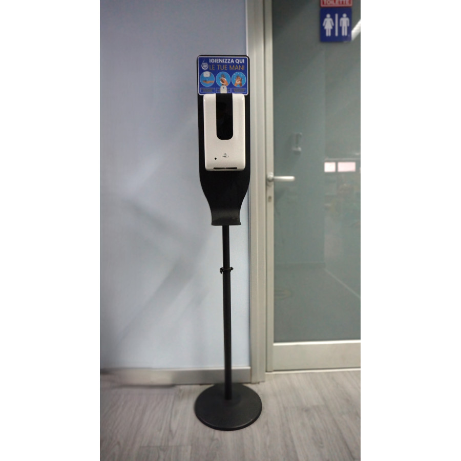DISPENSER AUTOMATICO PER IGIENIZZANTE GEL MANI CON PIANTANADIM: cm 30 x 30 x 160 (h)