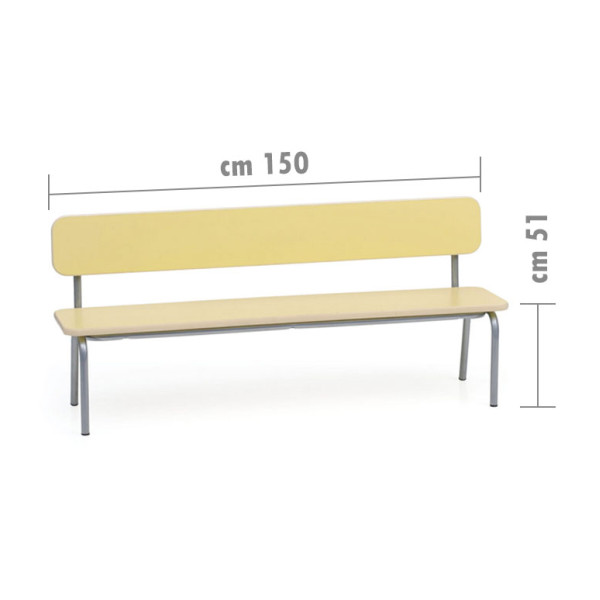 PANCA BAMBINI CON SCHIENALE E SPIGOLI ARROTONDATI CM 150 x 35 x 51 (HS)