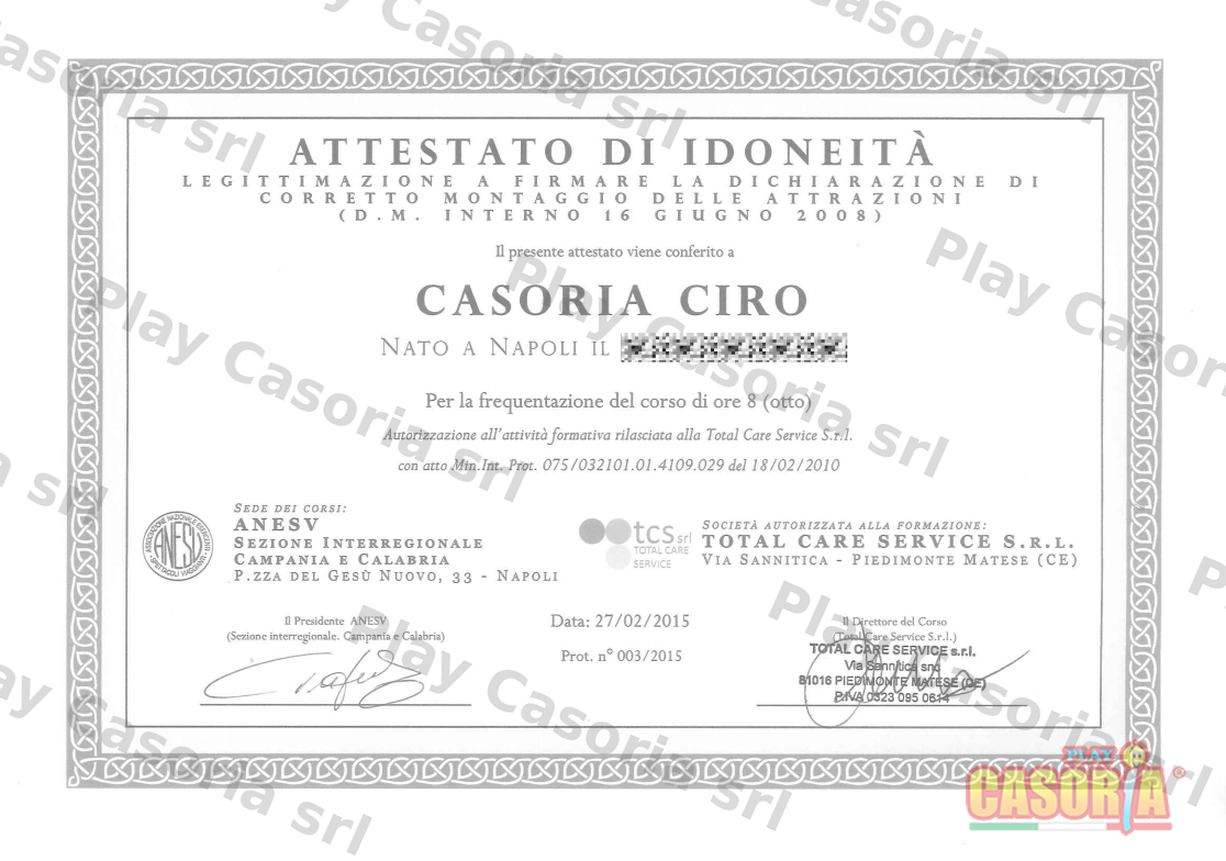 Attestato ANSEV Ciro