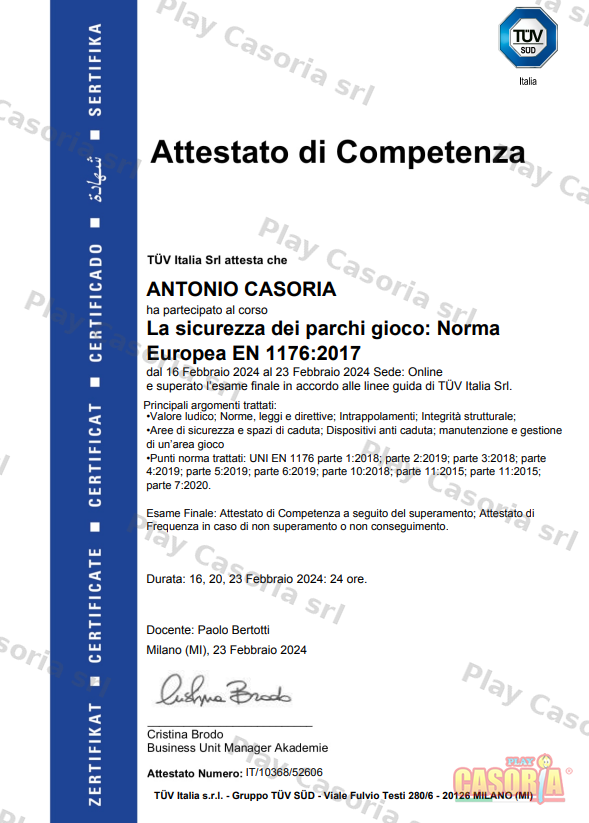 Attestato TUV Antonio